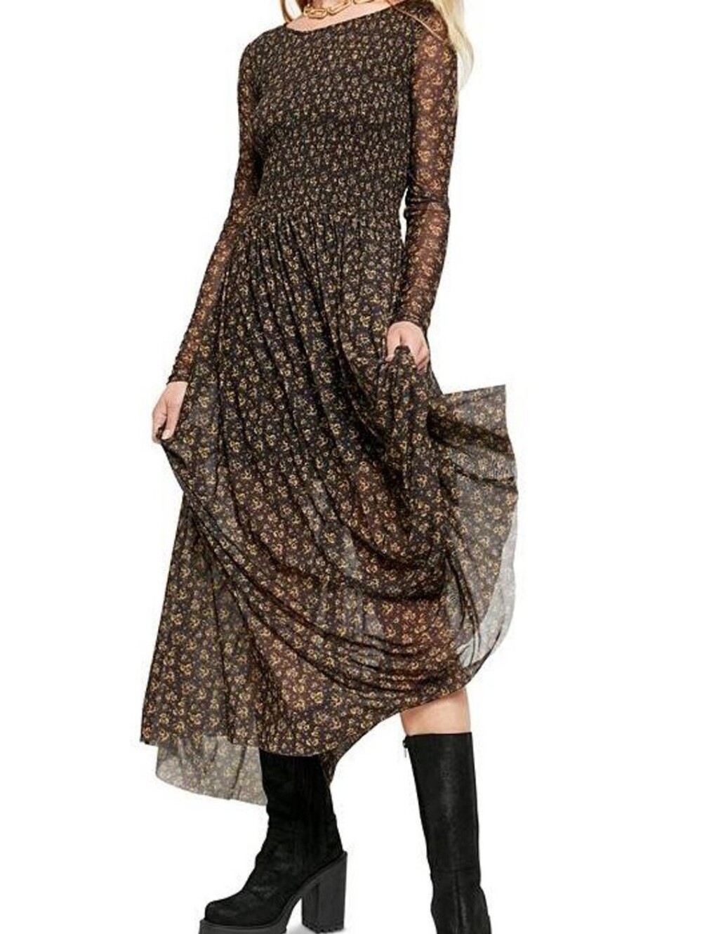 Free People Hello And Goodbye Mesh Midi Dress